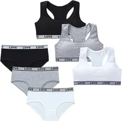 FARFADET ハーフトップ ブラ ガールズ ブラジャー ジュニア 上下 セット 中学生 小学生 下着 カップ付き (ショーツ)