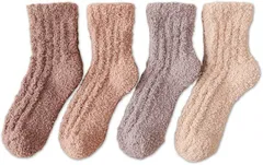 FARFADET もこもこ 靴下 レディース 暖かい 冬 厚手 防寒 ルームソックス あったか 可愛い ふわふわ 秋冬 無地 保温 22-26cm 女性用 くつ下 室内用 就寝 (ブラウン,  Free Size)