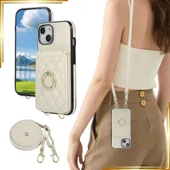 【新品】 KW-LINK iPhone 15 ケース 手帳型 いphone15 ケース ショルダー リング付き スマホケース iphone15 背面ケースおしゃれ 背面カード収納 横置きスタンド機能 アイフォン15 に適用 カバー 可愛い 女性 人気 肩掛 1