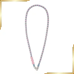 【新品】 [fiangter] スマホショルダー スマホストラップ ショルダーストラップ パラコード 手編み 花モチーフ（イミテーションパール花芯） レディース バッグストラップ ギフトに最適 (ブルーピンク) 1