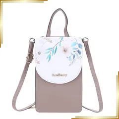 【新品】 [LeafIn] スマホポーチ レディース ポシェット 斜めがけ 携帯ポーチ 手提げ 軽量 スマホショルダー ショルダーバッグ お財布ポシェット お財布ショルダー ポーチ 花柄 カードケース N8621 (パープル) 0