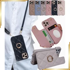 【新品】 Liisea for iphone12 proとの互換性あり ケース ショルダー キルティング いphone12との互換性あり 手帳型 背面 カード 収納 12pro 可愛い ショルダーストラップ 耐衝撃 マトラッセ ミラー付き リング付き スマ 1