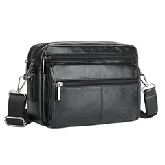 【新品】 [Meigardass] ミニショルダーバッグ 本革 メンズ 横型 ポシェット ショルダーポーチ メッセンジャーバッグ 斜め掛け ビジネス アウトドア フォーマル 通学 通勤 軽量 実用 カバン男性用 (ブラック) 1
