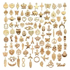 パーツ ペンダントトップ アクセサリーパーツ チャーム 100個入り KCゴールド [HappyHome] DIY 手作りアクセサリー