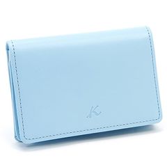 新品】 レアデザイン キタムラ 二つ折り財布 本革 ライトブルー パス 
