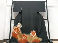 平和屋着物■豪華黒留袖　駒刺繍　舞花文　暈し染め　金彩　正絹　逸品　CABE7542xe