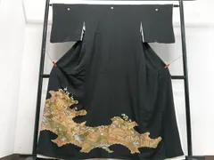 平和屋着物■豪華黒留袖　駒刺繍　花鳥文　金彩　正絹　逸品　CABE7544xe