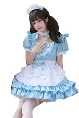 ロリータ 可愛い レディース コスプレ 仮装 ハロウィン 半袖 ワンピース ブラック 蝶結ぶ レッド パーティー ブルー ピンク イベント 鈴付き首飾り 4色展開 演出服 人気 ゴスロリ ニーハイ付き メイド服