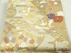平和屋本店□極上 洛風林 工芸帯地 九寸名古屋帯 花唐草間道 逸品