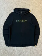 XL レア) オークリー OAKLEY ミリタリー 文字ロゴ ジップアップ フーディー ブラック