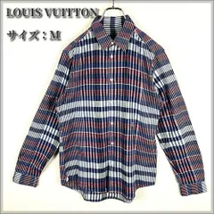 【良品】ルイヴィトン（LOUIS VUITTON）長袖シャツ チェック柄 レギュラーカラー LV 刺繍ロゴのサムネイル