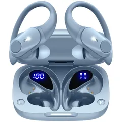 【フォロー割】イヤフォン 最大40時間再生 Hi-Fi音質 ぶるーとゅーす AAC対応 LEDディスプレイ 耳掛け式 物理ボタン誤操作なし 落ちない 快適装着感 ワイヤレスイヤホン ランニング スポーツ bluetooth IPX7防水 片耳/両耳モード イヤ