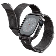 【新品】 Spigen Apple Watch 45mm | 44mm 一体型 バンド ケース 【 Apple Watch 9 / 8 / 7 / SE2 / SE / 6 / 5 / 4 対応 】 ステンレス ケース 一体型 ステンレススチール バンド 