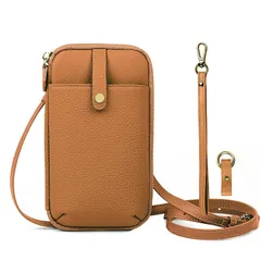 【新品】 [imeetu] スマホショルダー お財布ショルダー スマホポーチ レディース 本革 多機能 落下防止 伸縮キーホルダー付き お財布ポシェット 携帯バック ショルダーバッグ 斜め掛け 軽量 縦型 便利（キャラメル） 1
