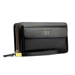 【新品】 Whatna 2way革 ミニセカンドバッグ メンズ 小さめ クラッチバッグ 長財布 ダブルラウンドファスナー 小銭入れあり 7枚カード収納 手持ちバッグ 男性用 紳士用 結婚式バッグ フォーマル ビジネス 冠婚葬祭 ブラウン 0