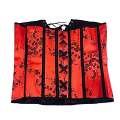コルセット ビスチェ 赤 花柄 XL 編み上げ ウエストシェイプ ゴシック セクシー レディース
