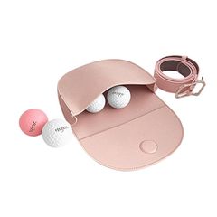 [Brand New] Golf Ball Case with Belt, Holds 6 Balls, Lightweight Golf Accessory Pouch, Magnetic Closure, Women's (Pink) 0