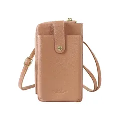 【新品】 [リズデイズ]スマホショルダー お財布機能付き スマホポーチ ミニ ショルダーバッグ 本革 レザー (サーモンピンク) 0