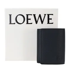 ロエベ LOEWE 三つ折り財布 小銭入れ付き レディース トライフォールド ウォレット 折財布 ソフトグレインカーフ 本革 レザー アナグラム ブラック C660TR2X04
