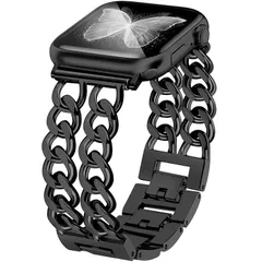 【新品】 JR.DM ダブルチェーンApple Watch バンド メタル ベルト シルバー サイズ調整可能 38mm/40mm/41mm/42mm/44mm/45mm/46mm Series 10/9/8/7/6/5/4/3/2/1/SE 対応 おしゃれ レ