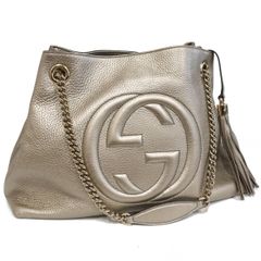 GUCCI GGロゴ チェーンショルダーバッグ メタリックシルバー (S116 