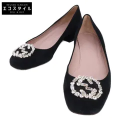 GUCCI グッチ 【美品】353734 GGスパークリング ビジュー インターロッキング スエード パンプス 37 1/2