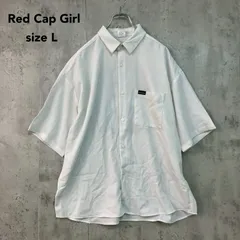 Red Cap Girl レッドキャプガール ホワイト 白 半袖シャツ ワークシャツ トップス Ｌサイズ ポリエステル バックプリント 女の子 イラスト 刺繍 タグ付き オーバーサイズ ビッグシルエット 胸ポケット カジュアル ストリート ★ ■◆のサムネイル