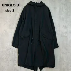UNIQLO U ユニクロユー ポケッタブル フーデット モッズコート ブラック 黒 希少 ナイロン 撥水 軽量 フィッシュテール ドローコード ミリタリー アーカイブ ロングコート オーバーサイズ アウター カジュアル sizeS ★ ■◇