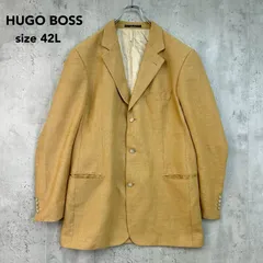 HUGO BOSS ヒューゴボス 3つボタン ウール テーラードジャケット EINSTEIN 42Lサイズ USA製 ヴァージンウール ベージュ系 Jacobson's別注 ビンテージ オールド ビジネス フォーマル 希少サイズ ★ ■◇