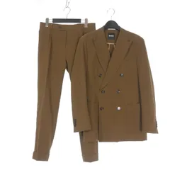 ヒューゴボス HUGO BOSS セットアップスーツ 上下 シアサッカー ダブル 48 ブラウン 茶 1468160281 国内正規