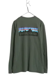 【お得なクーポン配布中!】 パタゴニア 両面 プリント 長袖 Tシャツ メンズ L 19年製 アウトドア ロンT ロングスリーブ P6 バックプリント ボックスロゴ カットソー 緑