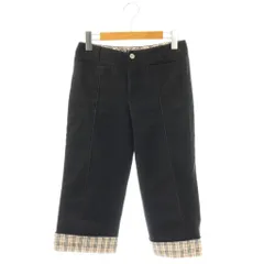 バーバリーブルーレーベル BURBERRY BLUE LABEL 七分丈 デニムパンツ ロールアップ チェック 36 ブラック /DF ■OS