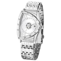 【数量限定】記念日 クリスマス バレンタイン ギフト プレゼント クォーツ式 誕生日 白い文字盤 シルバーストラップ シルバーケース 調節可能 バーインデックス ステンレス 年明け 三角形文字盤 防雨 防水 メンズ うで時計 腕時計