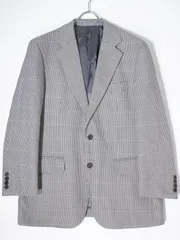 BURBERRY LONDONバーバリーロンドン 高級羊毛シルク千鳥格子チェック 水牛の角ボタンテーラードジャケット【94-84-165 AB4】【MJKA72530】