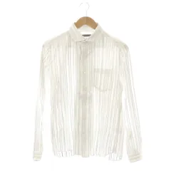 ハイダウェイ ニコル HIDEAWAYS 長袖シャツ ストライプ コットン 46 白 グレー /CX ■GY60