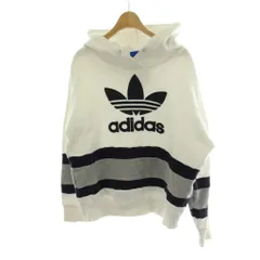 アディダス adidas プルオーバーパーカー M 白 ホワイト 長袖 ロゴプリント トップス フーディー BS4292 /PP ■GY18
