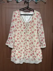 日本 ヴィンテージ コルジャ 森ガール はぐみ リズリサ 花柄 レース シフォン ONE PIECE