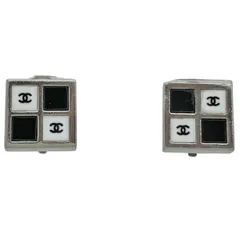 シャネル CHANEL ココマーク スクエア イヤリング シルバーメッキ シルバー ブラック ホワイト レディース 【中古】