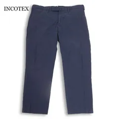 INCOTEX インコテックス 春夏 ICECOTTON★ アイスコットン ストレッチ タイト スラックス パンツ Sz.48　メンズ ネイビーのサムネイル