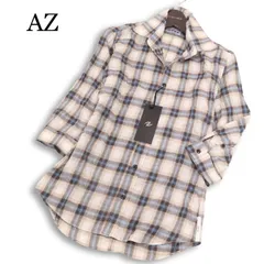 【新品 未使用】 AZ by junhashimoto エーゼイ バイ ジュンハシモト 春夏★ 七分袖 スリム チェック シャツ Sz.M メンズのサムネイル