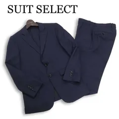 SUIT SELECT スーツセレクト 春夏 背抜き★ 千鳥柄 スリム ビジネス スーツ セットアップ Sz.Y4 メンズ ネイビー
