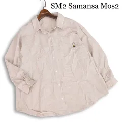 新品★ Samansa Mos2×PEANUTS サマンサモスモス チャーリーブラウン刺繍 リネン混 長袖 ストライプ シャツ Sz.F レディース