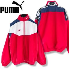 プーマ ナイロンジャケット 切替 レッド ブラック ビックプリント 2XL 