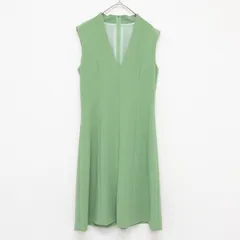FOXEY NEW YORK　フォクシーニューヨーク　ノースリーブワンピース　Vネック　ポリエステル　ポリウレタン　グリーン　日本製　レディース　40　b00778