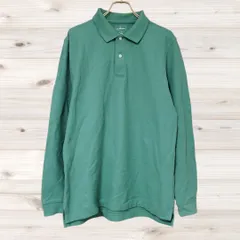A1515 エルエルビーン L.L.Bean ポロシャツ 長袖(L) 緑 無地 綿 レギュラーカラーのサムネイル