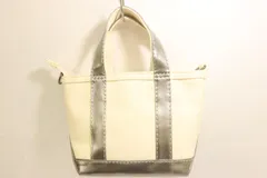 【中古】 L.L.Bean レディーストートバッグ -- Leather Shoulder Strap Tote L.L.Bean -- 白 ホワイト 銀 シルバー