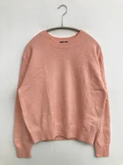 UNIQLO ユニクロ ニット/セーター M ピンク 無地 ミドル丈 長袖 クルーネック(丸首)
