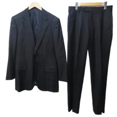 バーバリー ロンドン BURBERRY LONDON シングルスーツ セットアップ ウール ストライプ 総裏 2B テーラードジャケット パンツ 灰 黒 グレー ブラック 系 0113