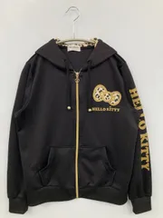 Hello Kitty パーカー M ブラック レオパード柄 前面プリント バックプリント ブランドロゴ ジップアップ 長袖