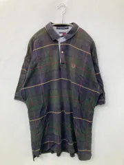 TOMMY HILFIGER トミーヒルフィガー ポロシャツ XL グリーン チェック柄 ワンポイント 半袖